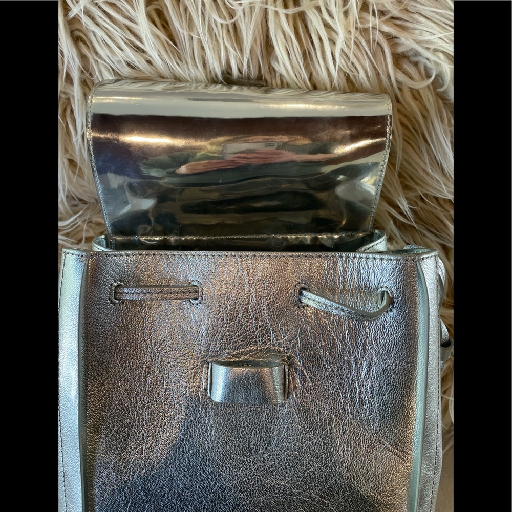Loeffler Randall Silver Leather Backpack😎 - Picture 7 of 12